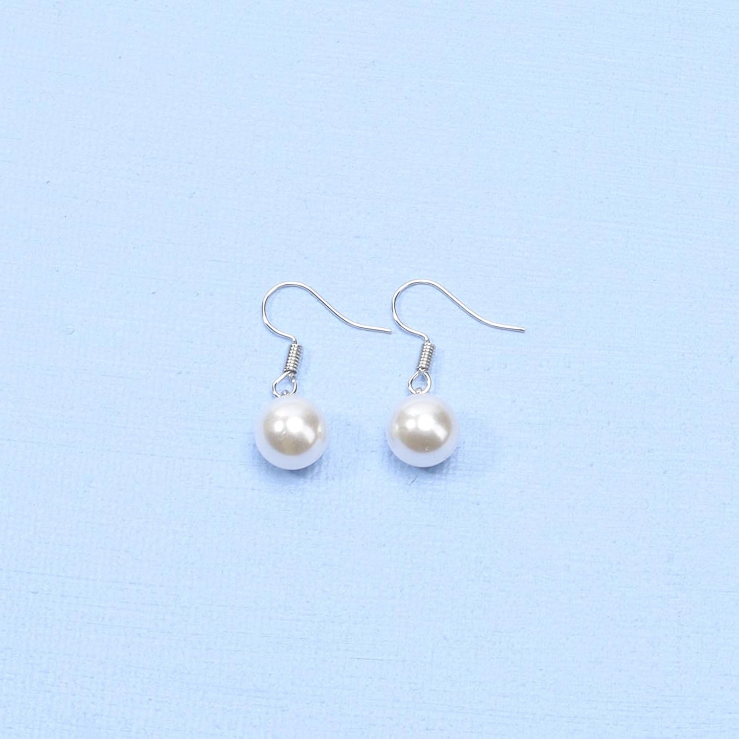 Boho Pearl Hook Earrings Freshwater Pearl Drop Earrings Silver Round Dangle Earrings Bridal Earrings Jewelry for Women and Girls Bridesmaid Gifts