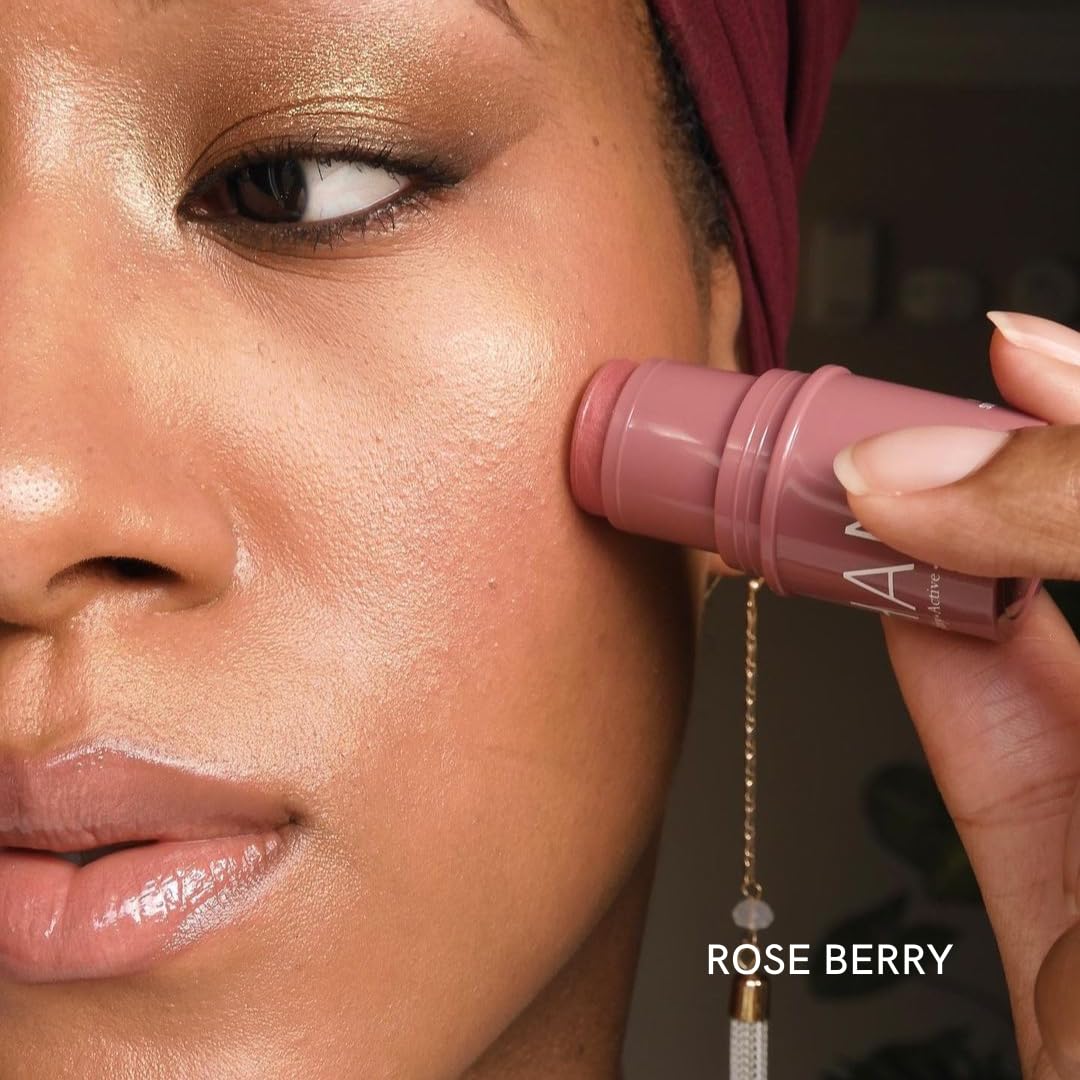 HAN Skincare Cosmetics Vegan, Cruelty-Free 3-in-1 Multistick for Cheeks, Lips, Eyes, Rose Berry | Large