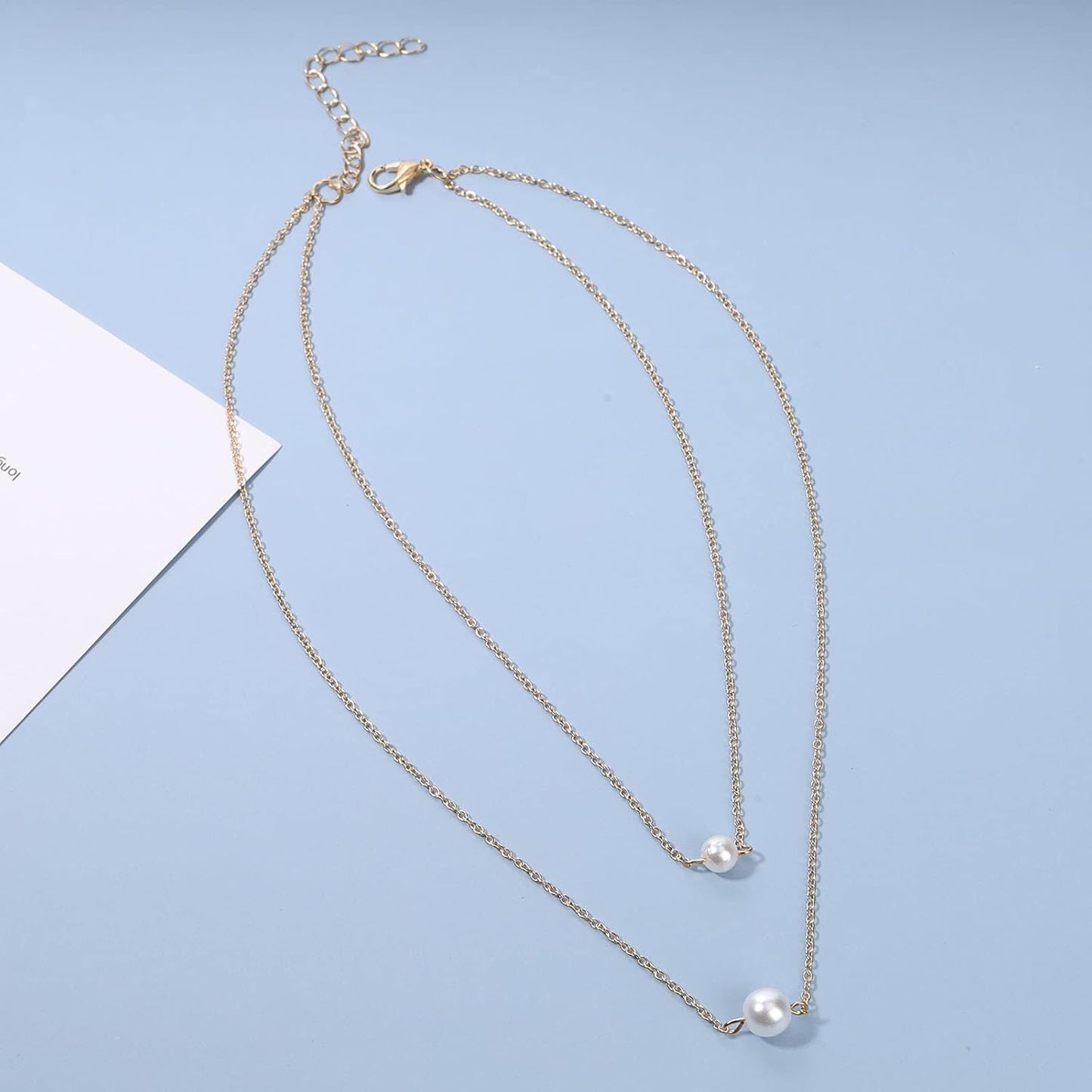 Boho Layered Pearl Necklace Choker Gold Pearl Pendant Necklace Multi Layer Vintage Necklace Chain Bridal Necklace Jewelry for Women and Girls