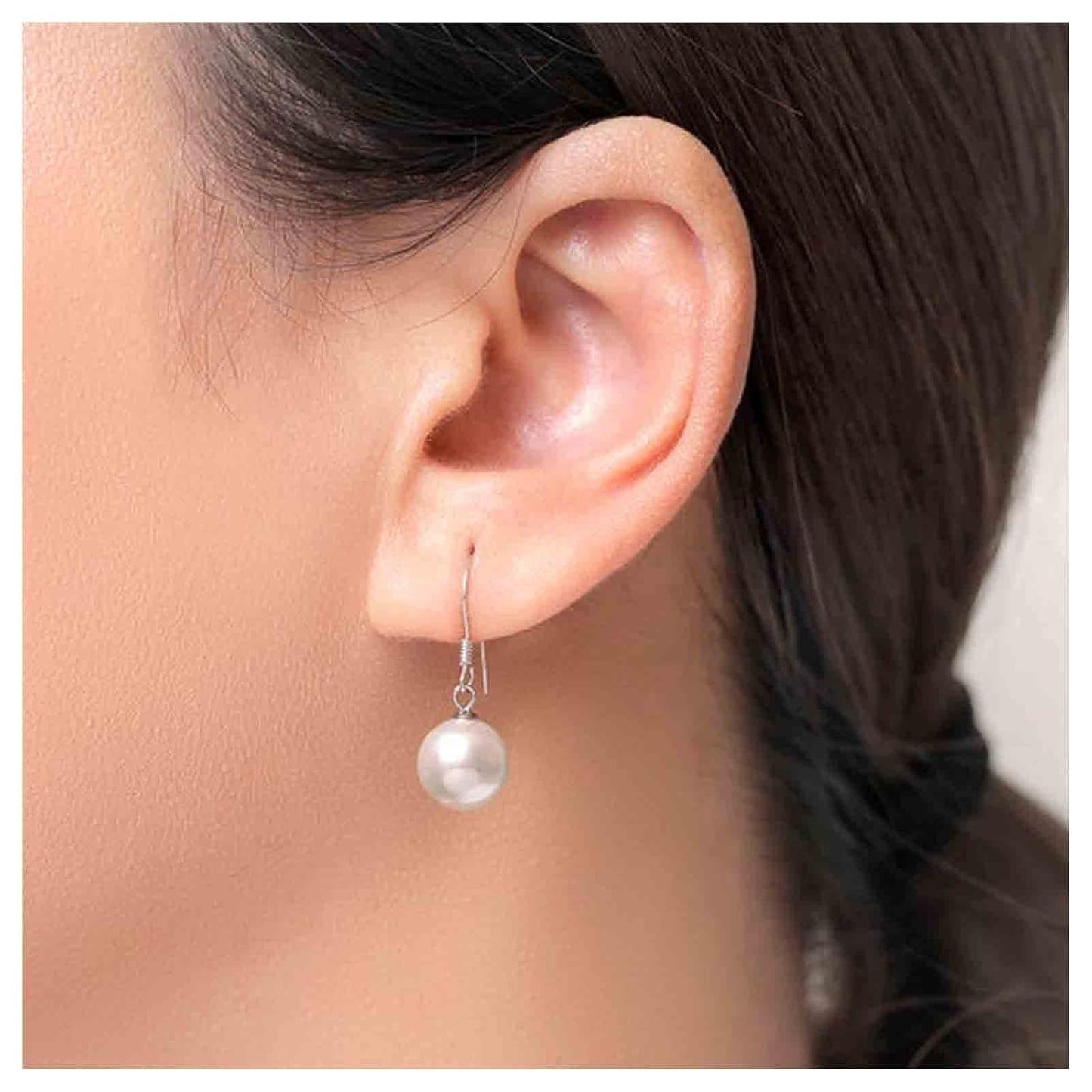 Boho Pearl Hook Earrings Freshwater Pearl Drop Earrings Silver Round Dangle Earrings Bridal Earrings Jewelry for Women and Girls Bridesmaid Gifts