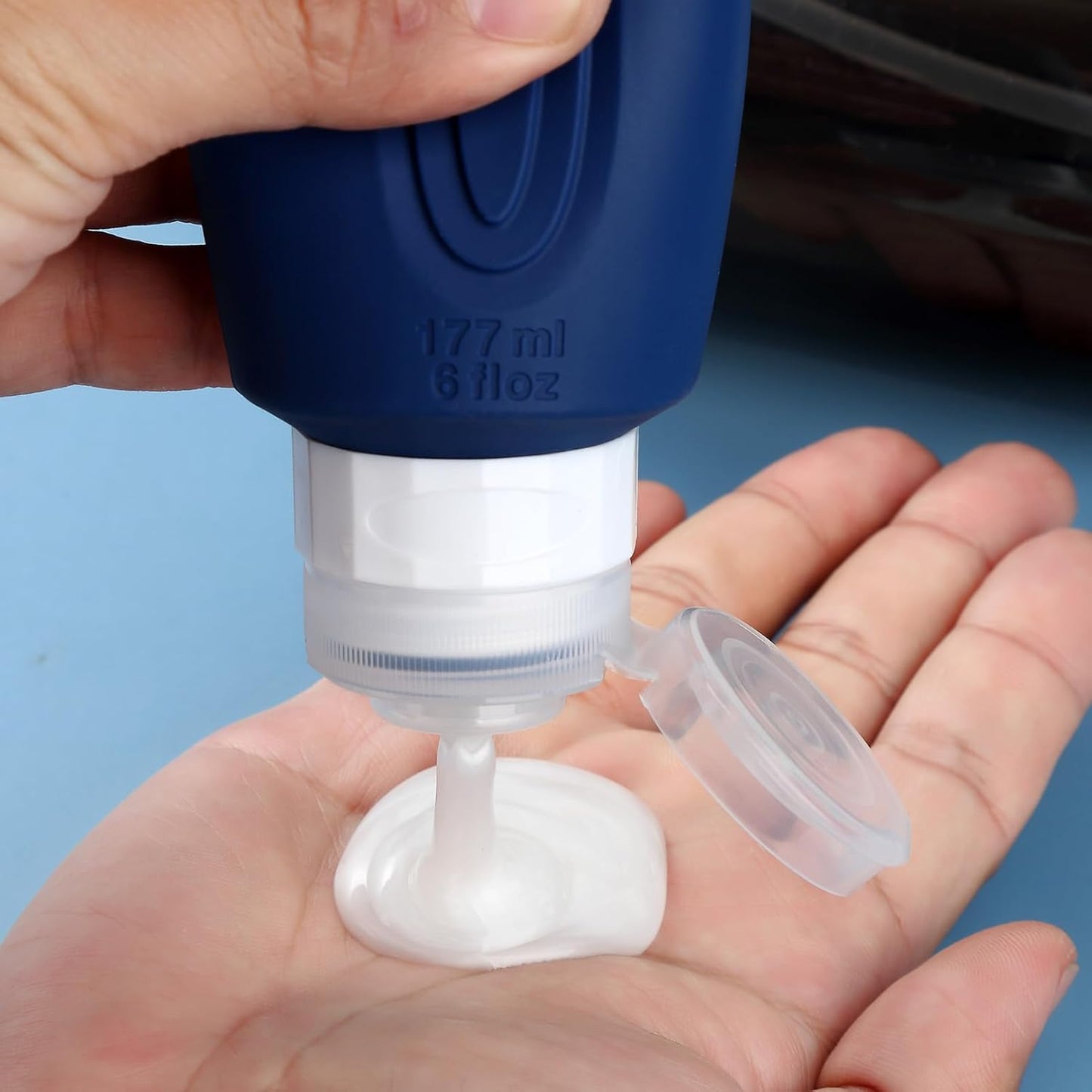 Travel Bottles for Toiletries, Large 6oz Oversize Containers, BPA Free Leak Proof Tubs Refillable Liquid Traveler Accessories with Toiletry Bag for Cometic Shampoo and Lotion Soap (4 Pack)