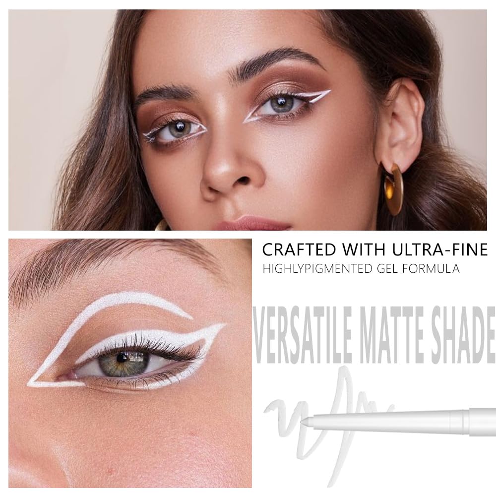 evpct White Eyeliner Pencils for Eyes, Bright White Nude Under Eye Liner Pencil Makeup Waterproof Smudge Proof, Colored Gel Waterline Eyeliner Liquid, Face Eye Paint Stick Lipstick Halloween Makeup 01