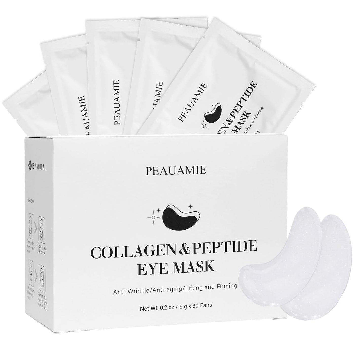 Under Eye Patches with Collagen and Peptide Eye Mask for Dark Circles and Puffiness,Face Mask Skin Care Products 30 Pairs