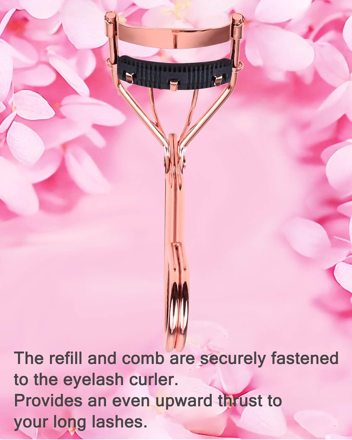 Eyelash Curlers with Comb IMMER LIEBEN Fashion Cute Eye Lash Curler with 3 Combs, 3 Refill, 10 Seconds for Long-Lasting Curl Rose Gold