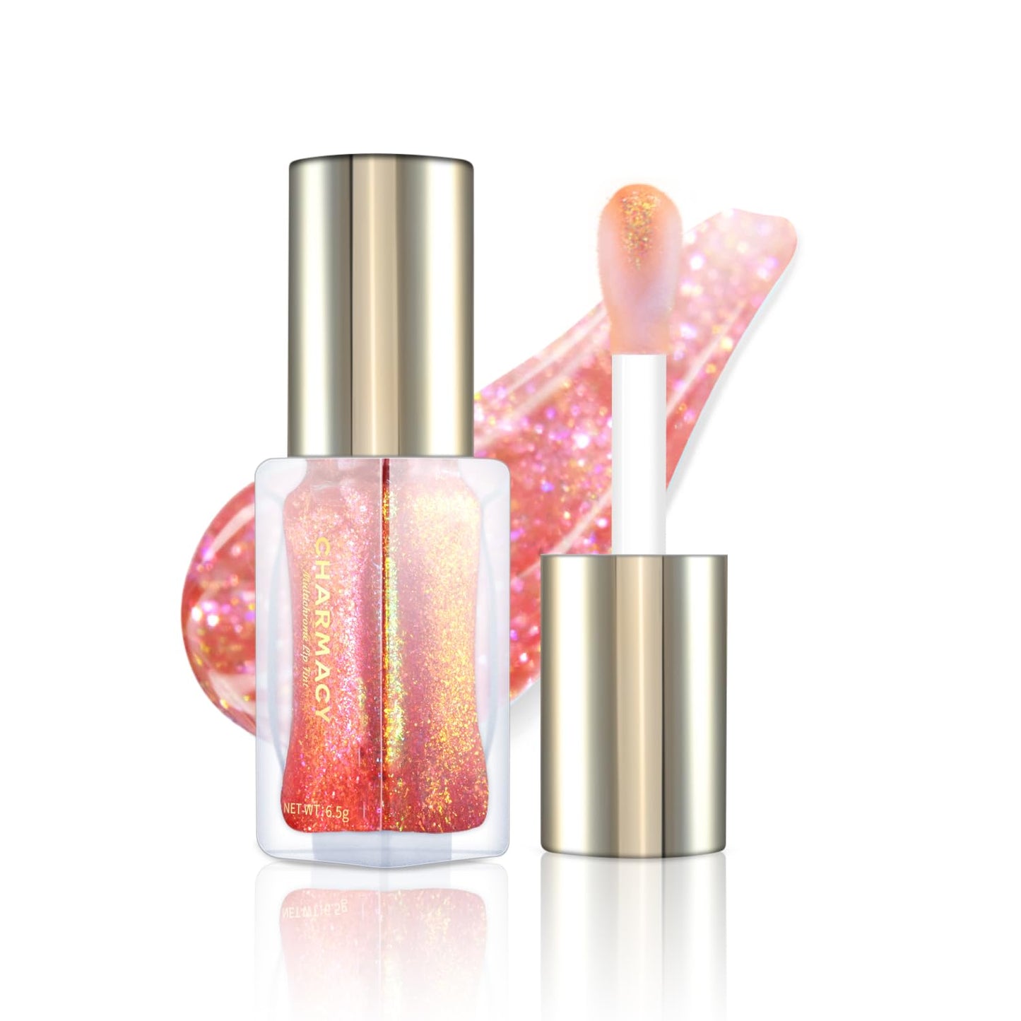 CHARMACY Aurora Chameleon Moisturizing Lip Gloss, MultiColor Shifting Shimmer Lip Gloss, Hydrating Non-Sticky Formula Glitter Lip Glaze, Easy to Apply, Long-Lasting, High-Shine Sheer Finish #06