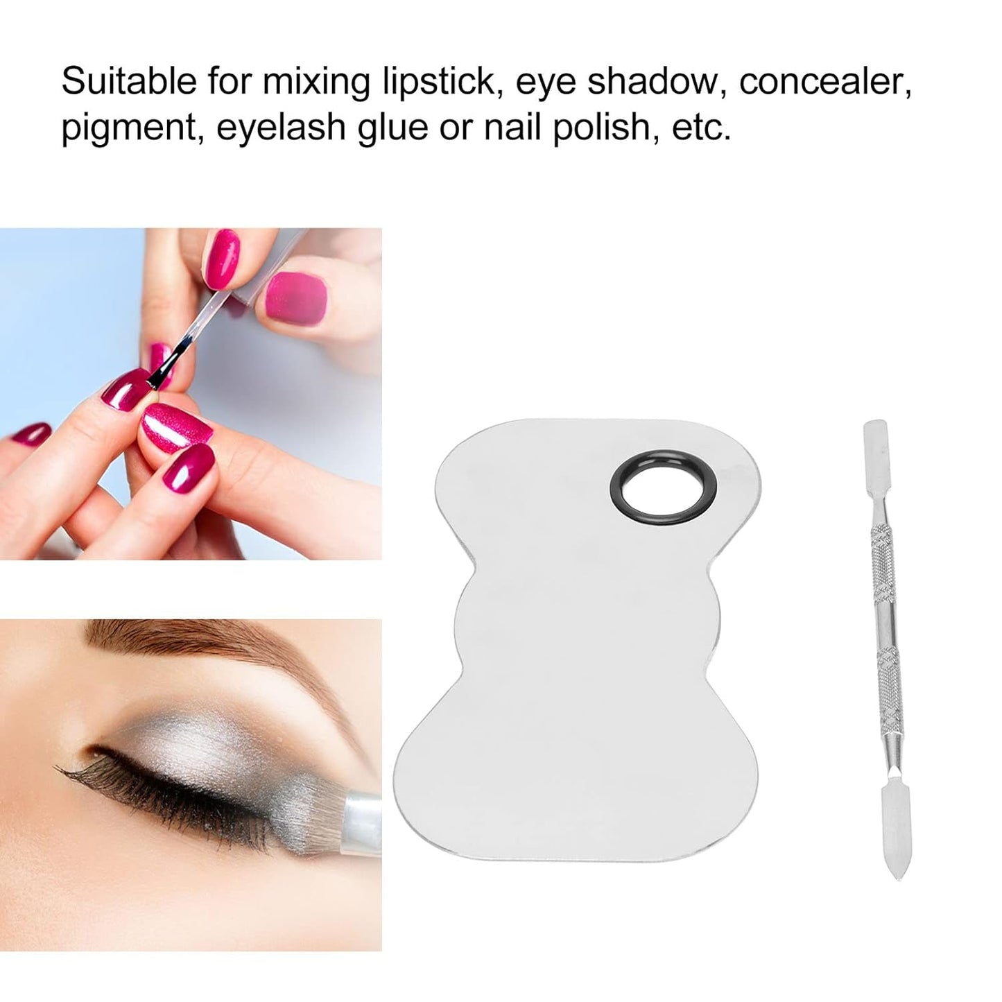 Cosmetic Makeup Palette Spatula, Mixing Bow Shape Stainless Steel Makeup Palette for Cosmetic Blend