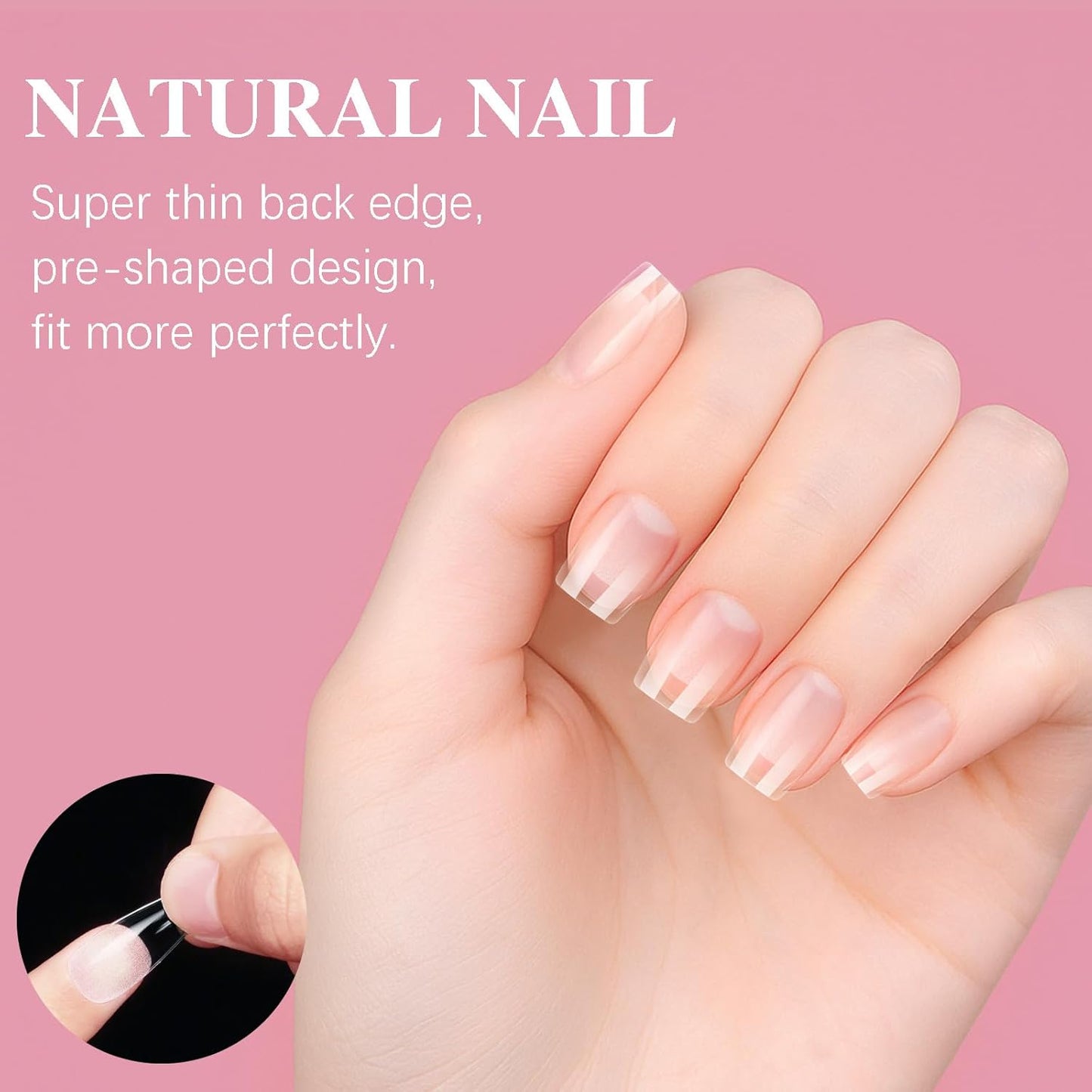 Extra Short Square Nail Tips, SSWSBYKE Gel Acrylic Nail Tips for Full Cover Pre-Shaped Fake Nails Tips Half Matte Press On Nails for Extension Home DIY Salon 300pcs 15 Sizes