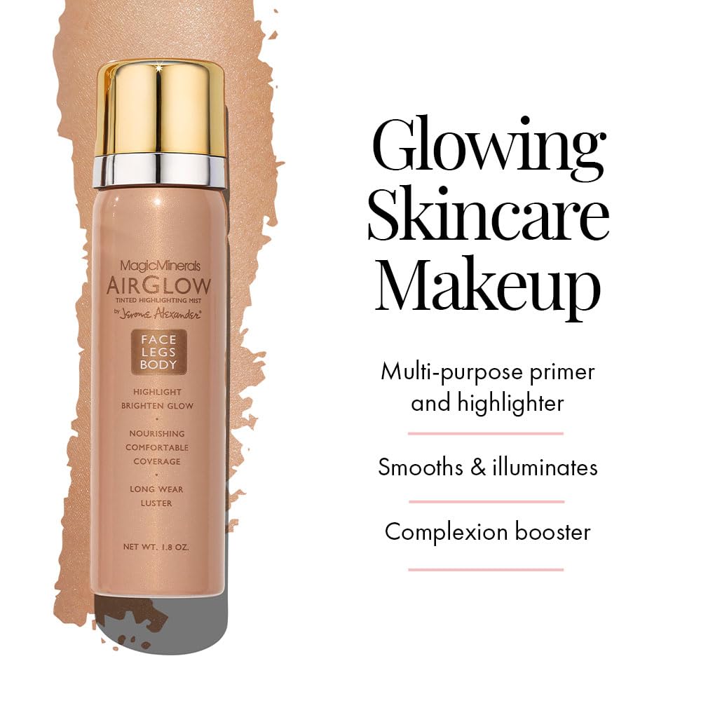 Jerome Alexander MagicMinerals AirGlow Tinted Highlighting Night Mist, Illuminating Airbrush Tinted Moisturizer Spray | Bronze Glow