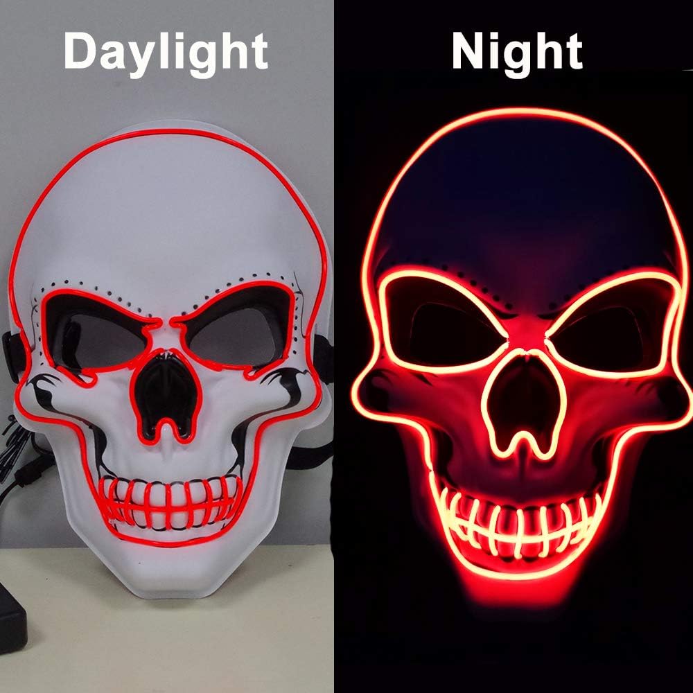 OceanWings Halloween Mask LED Light up Costumes Scary Mask for Party Supplies Favor