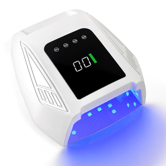 Cordless UV LED Nail Lamp, 96W Rechargeable Wireless Nail Lamp Nail Dryer Gel Polish UV Nail Light with 4 Timer Setting, Professional Quick Dry Nail Curing Lamp with Display Auto Sensor