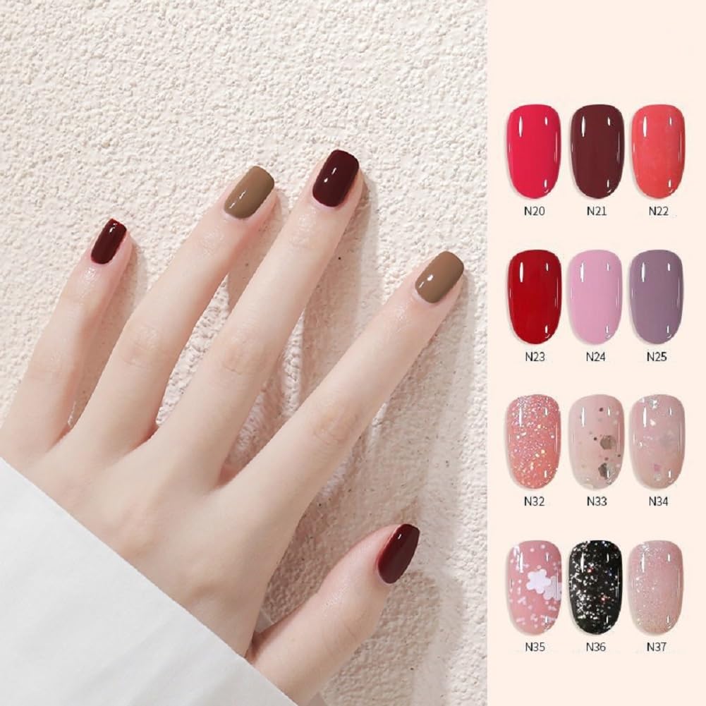 Nail Polish set - Nail Lacquer Quick Dry, Full Size, Vibrant, Colorful, Trendy, Glitter, Glossy, Metallic, Matte Nail Art Nail Shades (N24 Cherry blossom powder, 52g)