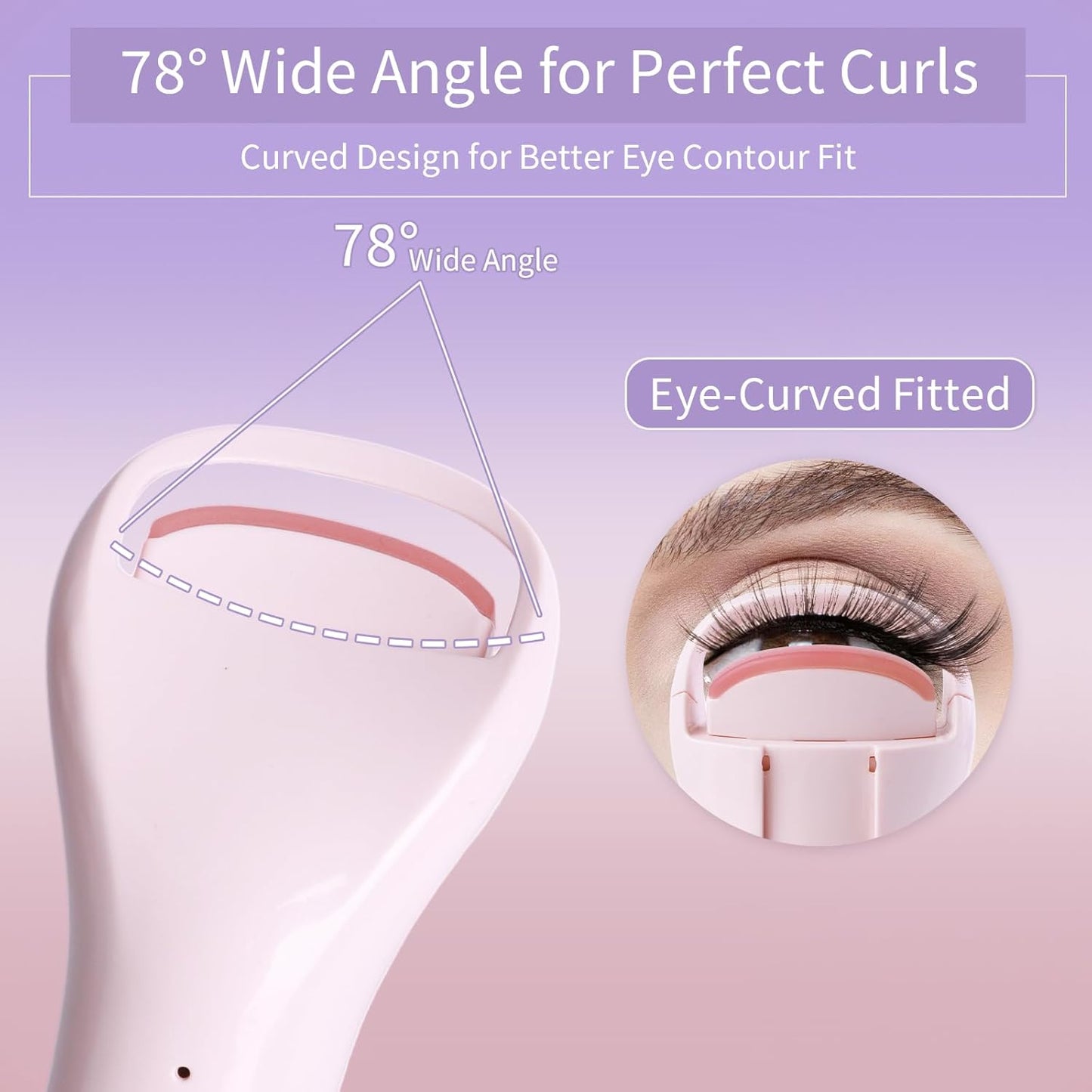 Heated Eyelash Curlers, Rechargeable Electric Eyelash Curler with Dual-Arc Design & 3 Adjustable Temperature - Safe Gentle Heated Lash Curler for Natural Curl Perfect Fit for Women