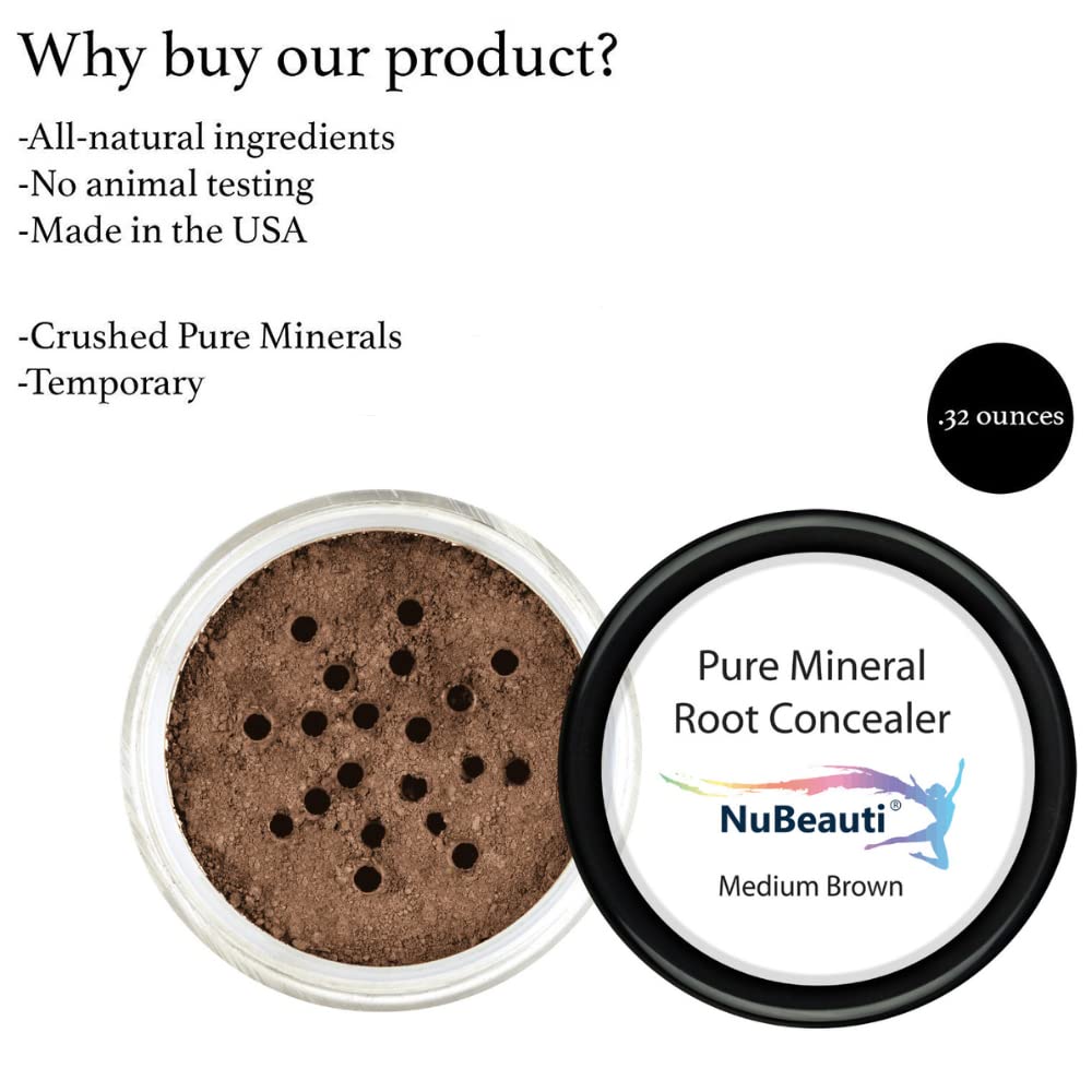 Root Concealer Touch Up Powder | All-Natural Crushed Minerals | Fast and Easy Total Gray Cover up for Black, Brown, Auburn, and Blonde Hair - 0.30 oz (Medium Brown)