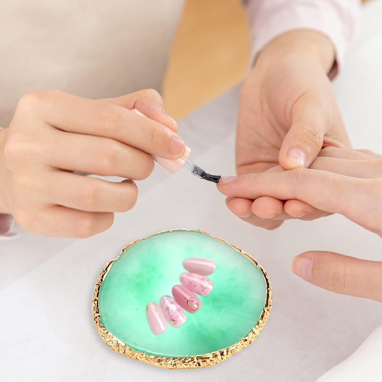 Nail Art Mixing Palette Resin Plate Tray for Mixed Paint Drawing Color Display(Green)