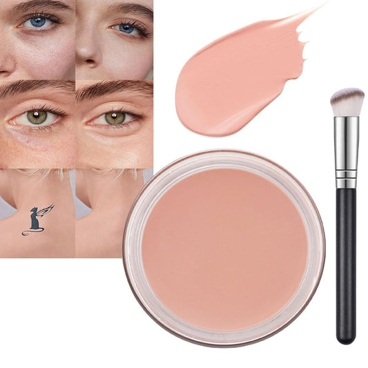 Pot Concealer with Makeup Brush Set,Tattoo Color Correcting Concealer,Full Face Color Correcting Conceal Foundation,Under Eye Concealer Brightener Dark Eye Ring corrector de ojeras (04-LIGHT)