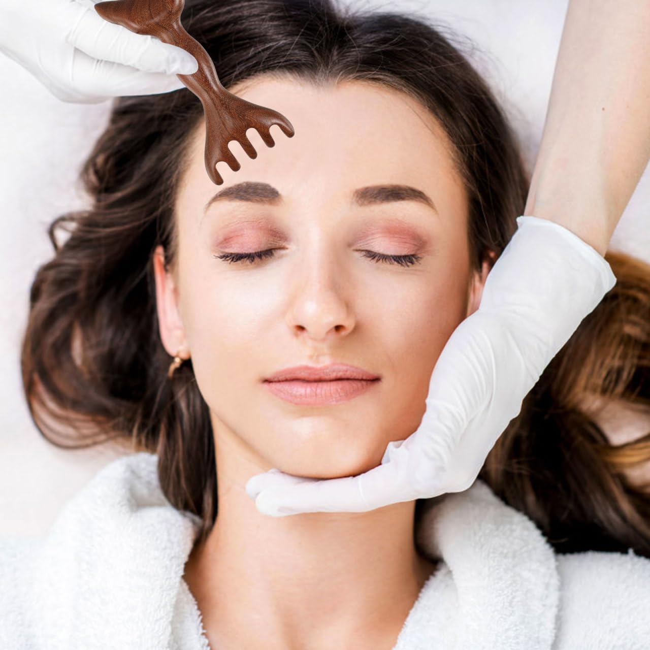 Wooden Scalp Massage Tool Massage Comb with Double-headed Antler Wooden Scalp Massager for Gua Sha Head Neck Face Care