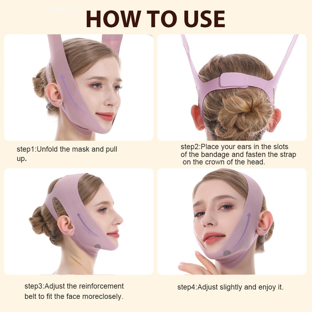 V-Line Lifting Mask & Chin Strap for Sleeping, Reusable Double Chin Reducer, Jaw Exerciser, Face Slimming & Sagging Prevention, Medium