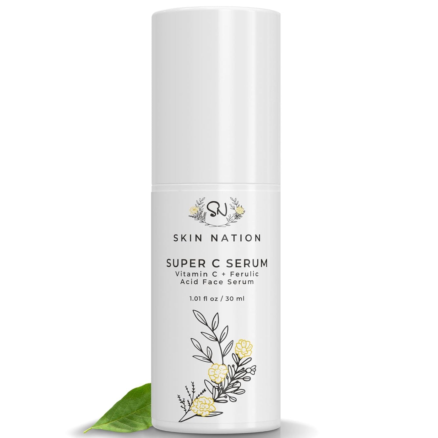 Skin Nation Super Hydrating Vitamin C Face Serum with Ferulic Acid, Aloe Vera, Rosehip Oil, Can Help Smooth Skin Texture and Supports Firmer Skin, for Dry and Sensitive Skin