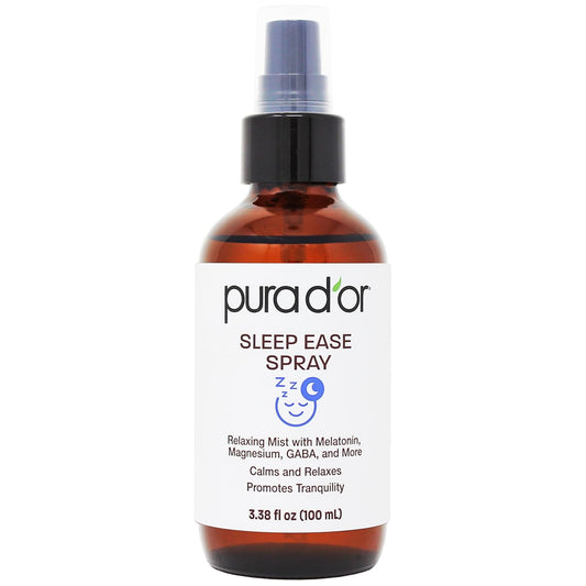 PURA D'OR 3.38 Oz Sleep Ease Spray – Relaxing Mist with Botanical Extracts – Infused with Melatonin, Magnesium & GABA – Supports Tranquility & Relaxation