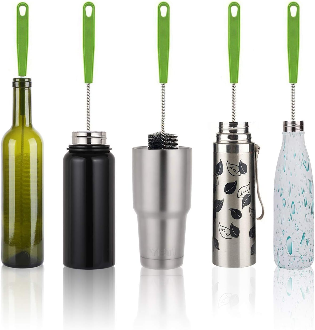 Long Handles Bottle Brush Set, 2 Pack Bendable Cleaning Scrubbing Brush, for Bottles, Cups, Sinks and More