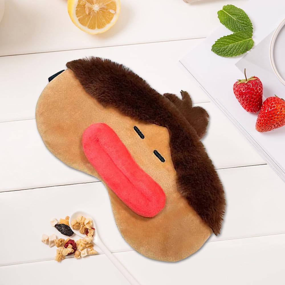 PERFECTSIGHT Sleep Eye Masks, Cute Plush Sleep Eye Cover Lightweight Adjustable Eyeshade Faux Fur Mask Cover for Women Men Sleep Travel Nap, Girl Braid