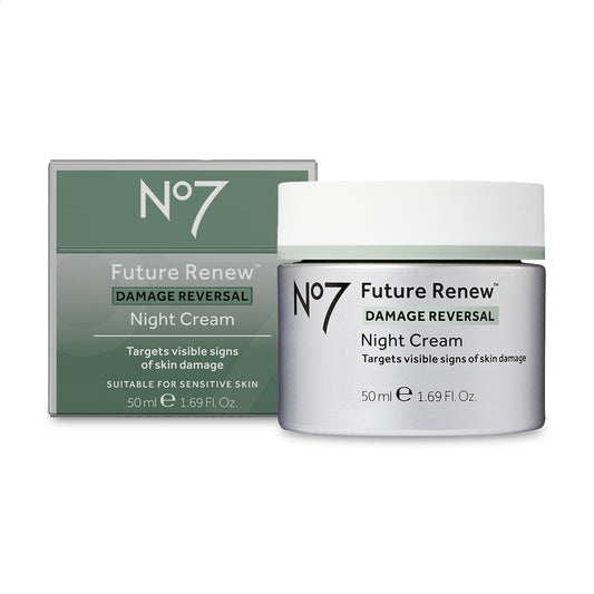 No7 Future Renew Damage Reversal Night Cream - Anti Aging Face Moisturizer - Infused with Peptide Technology to Reverse Visible Signs of Damage - Skin Barrier Repair for Dry Skin (1.69 Oz)