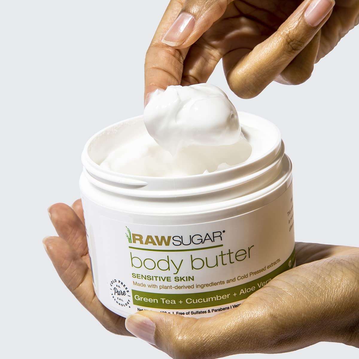 Raw Sugar Green Tea + Cucumber + Aloe Vera Body Love Bundle - Sensitive Skin Body Wash, Body Scrub & Body Butter, Clean Ingredients, Formulated without Sulfates and Parabens