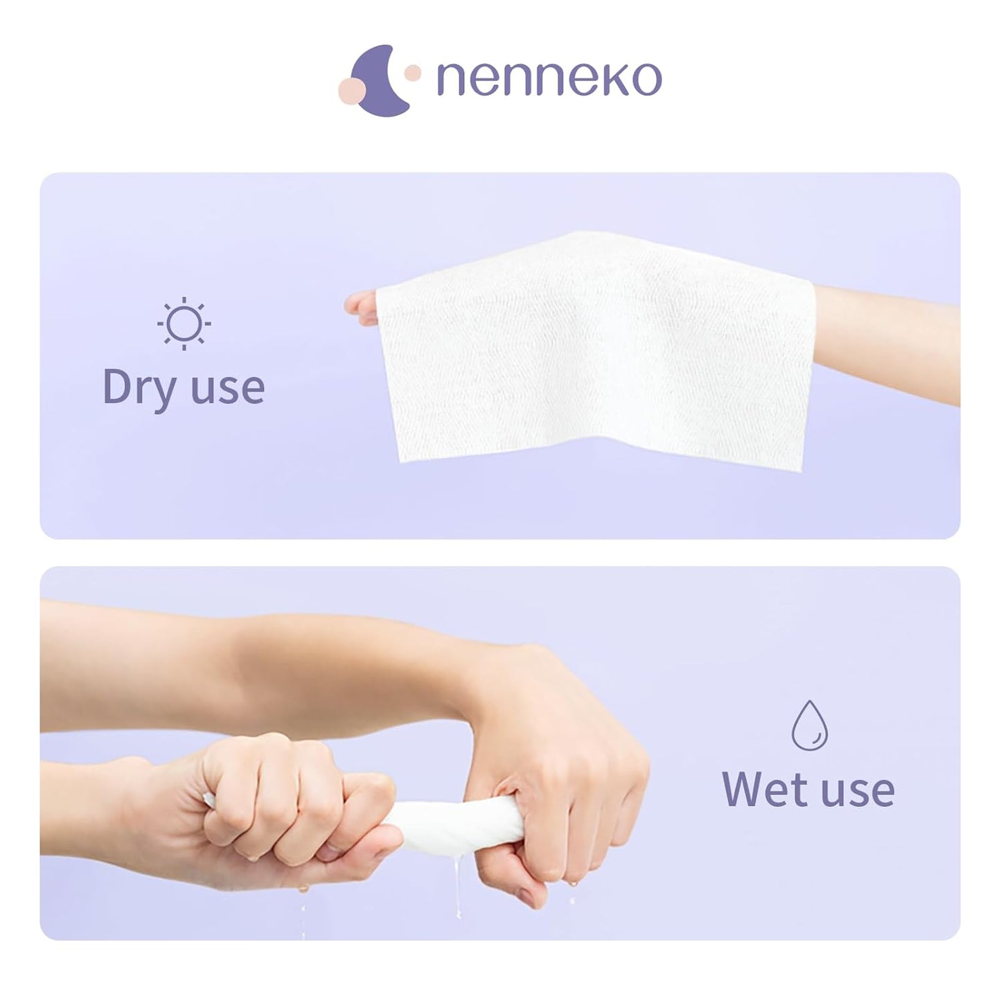 Disposable Face Towel XL Facial Wipes - Organic Vegan Biodegradable Face Towels，Ultra Soft Thick Wash Cloths for Adults and Baby, 100% Cotton Dry Wipes for Washing and Drying