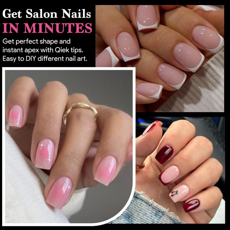 Extra Short Square False Nail Tips, 15 Sizes 510 PCS Clear French Press On Fake Nail Pre-shaped Half Matte Full Cover Gel Nail Tip Extensions Thick Long Lasting for DIY Beginners & Salon Manicure