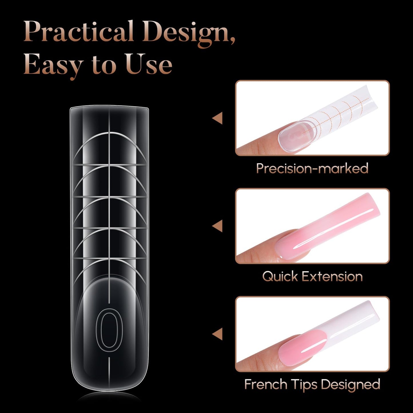 Poly Extension Gel Dual Nail Forms, 120pcs Nail Molds for Builder Extension, 5 Style 12 Size Dual Forms for Gel Nail Tips Nail Art Design Salon DIY Kit 3