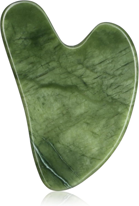 rosenice Gua Sha Scraping Massage Tool Natural Jade Guasha Board for Therapy Trigger Point Treatment Dark Green