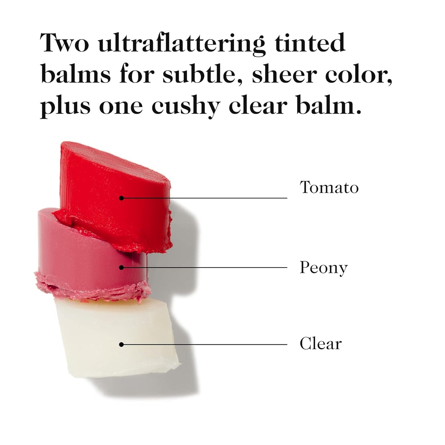 goop Beauty Lip Balm Trio | Clean Moisturizer for Chapped, Cracked & Dry Lips | Clear, Peony, & Tomato | Tinted for Sheer Color | Petroleum Free | 0.16 fl oz Each