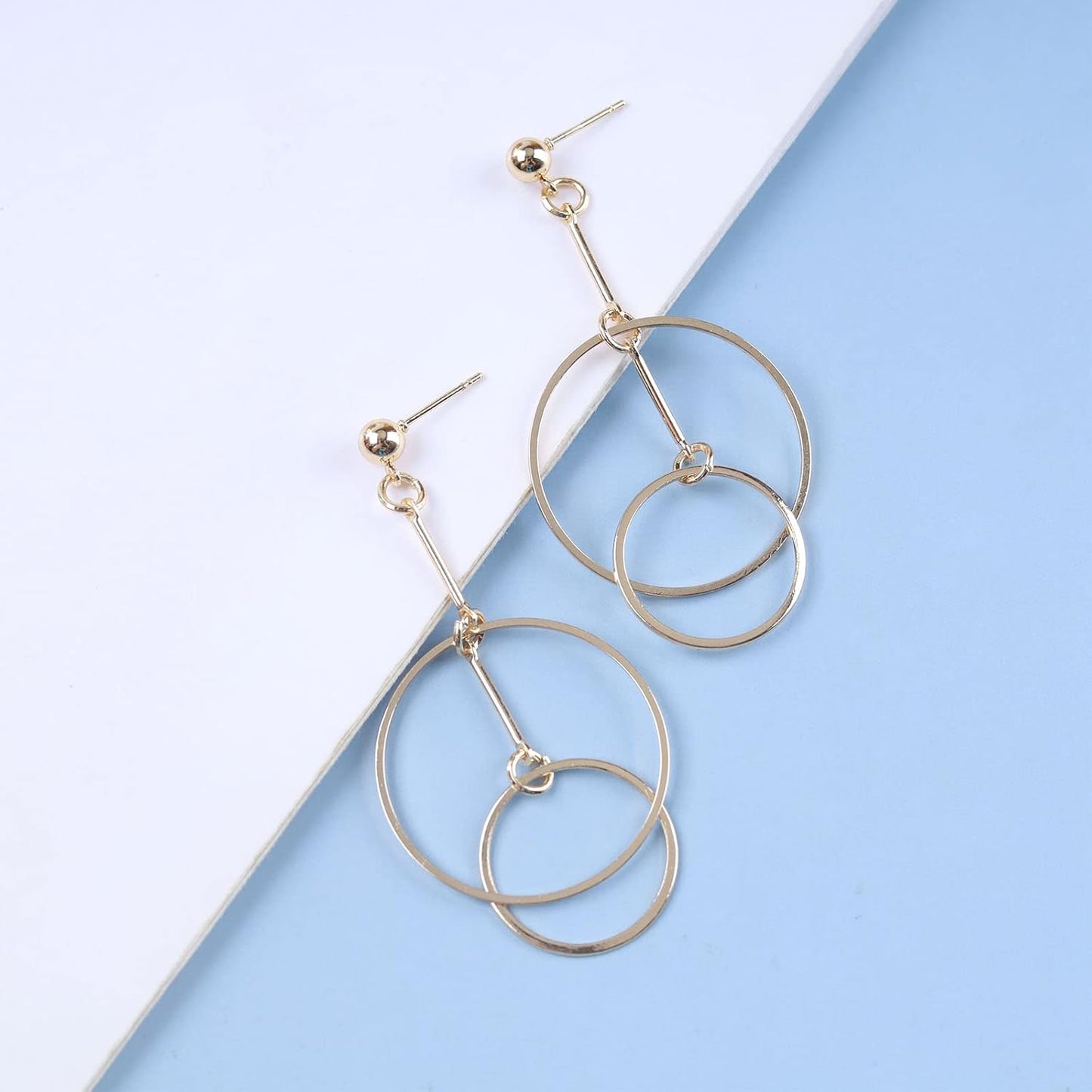 Vintage Hollow Circle Dangle Earrings Exaggerated Circle Drop Earrings Large Circle Hoop Earrings Gold Bar Earrings Jewelry for Women