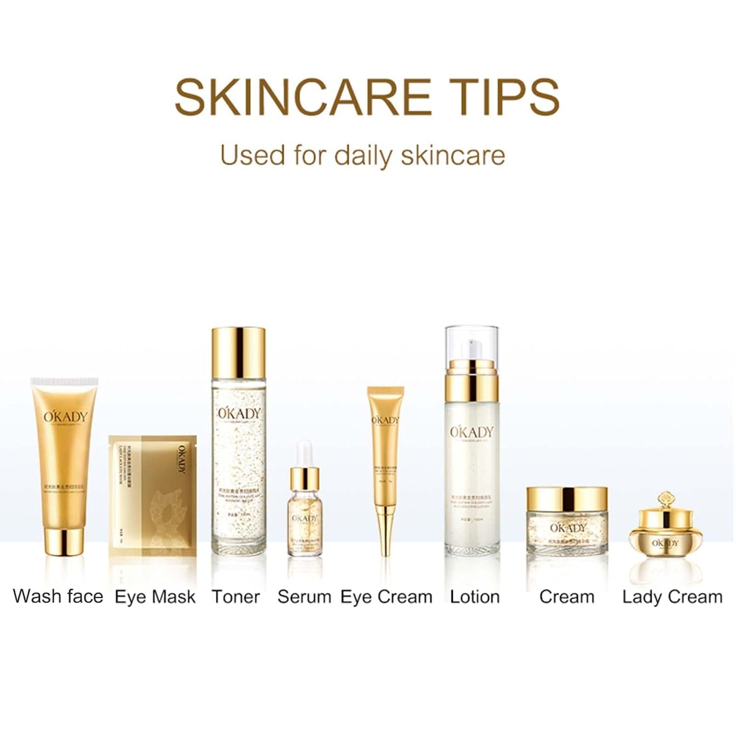 skincare set Anti Aging Skin 10-piece Daily Care Routine Kit With Vitamin C and Peptides Facial Cleanser Eye Mask Toner Serum Eye Cream Lotion Cream Lady Cream Gifts sets for Valentine's Day