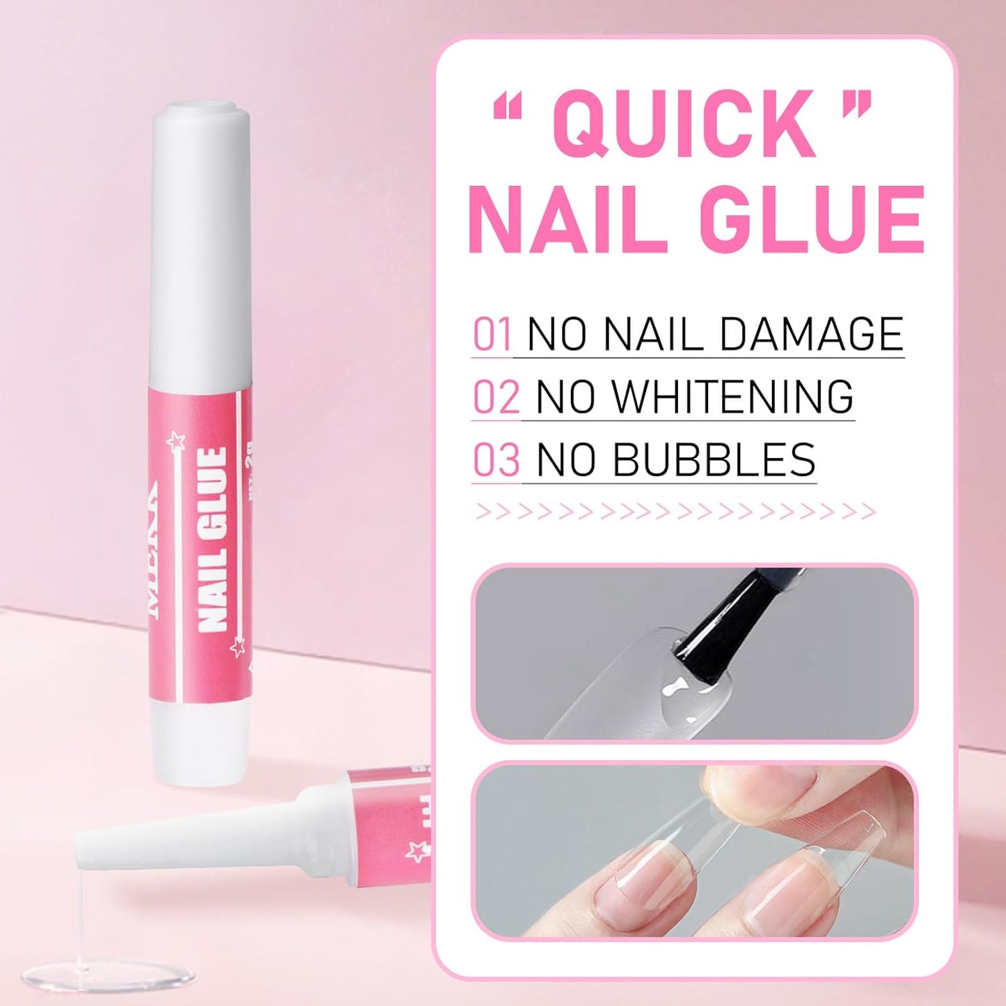 MEKK Nail Glue,Super Strong & Long-Lasting Nail Glue for Acrylic Nails,Press Ons & Nails Tips,Professional Adhesive for Nail Art Supplies,0.07OZ/PCS (12PCS)