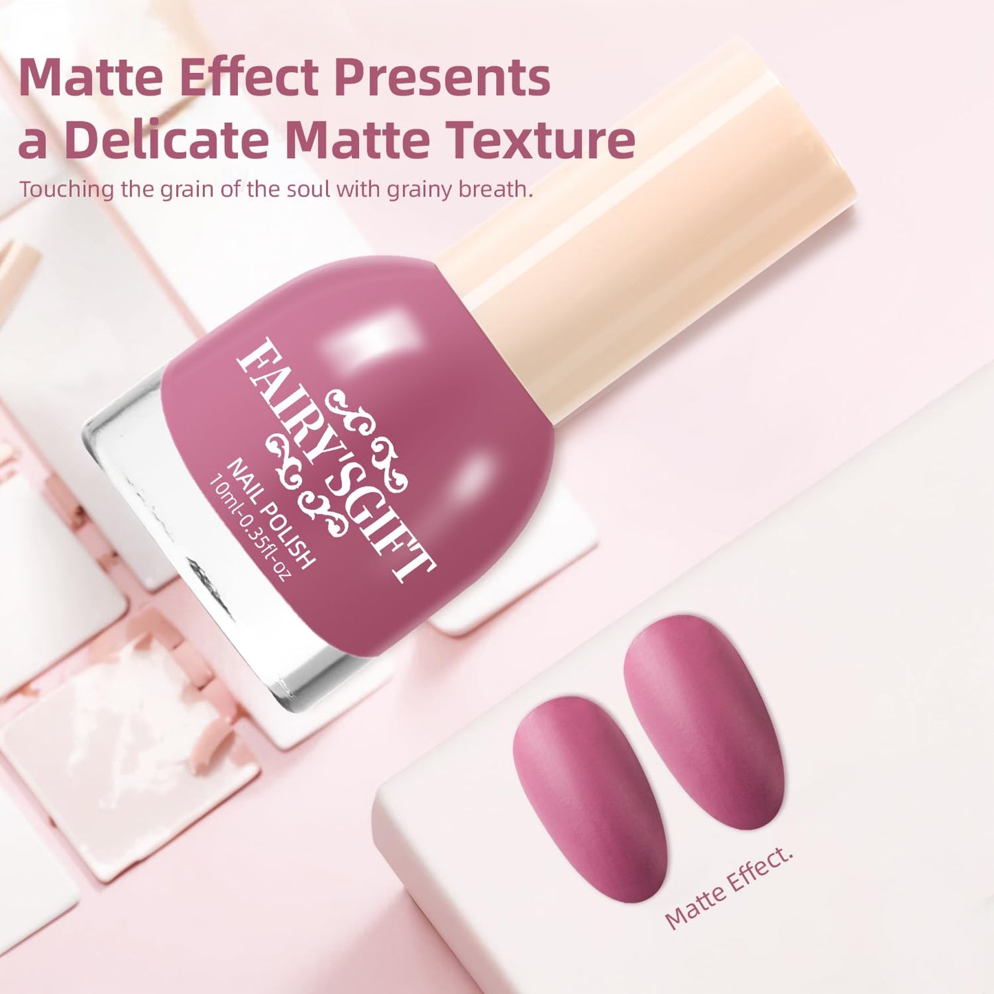 Matte Nail Polish Quick Dry Nail Lacquer for Nail Art Varnish, Mist Effect Matte Finish Velvet Nail Polish, 0.35 fl oz (Glamour Purple-24, 10 ML)