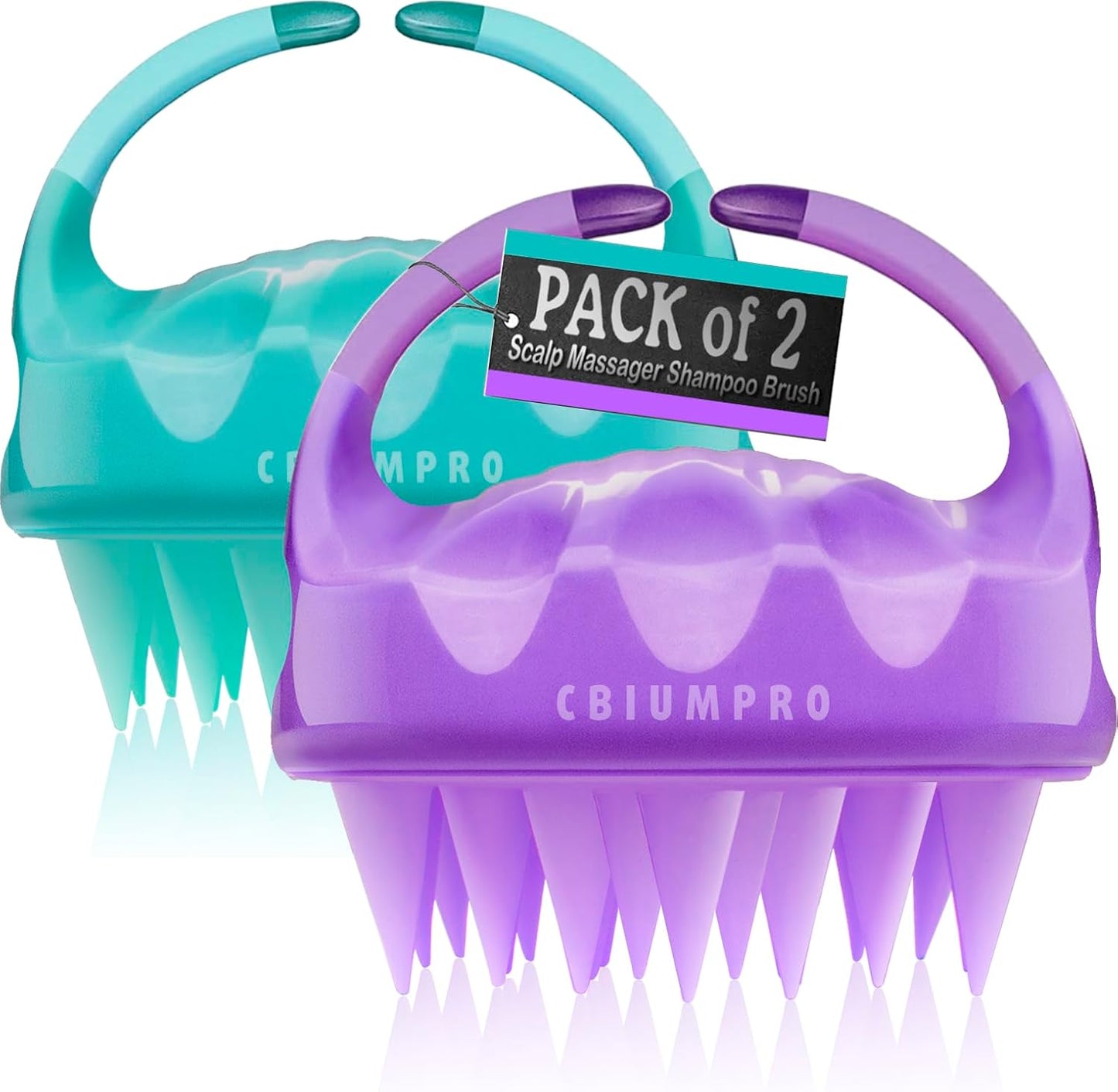 Cbiumpro 2-Pack Scalp Massager Shampoo Brush, Ultra Soft Silicone Scalp Scrubber Exfoliator Brush for Hair Growth & Dandruff Removal - 100% Fit All Hair Types