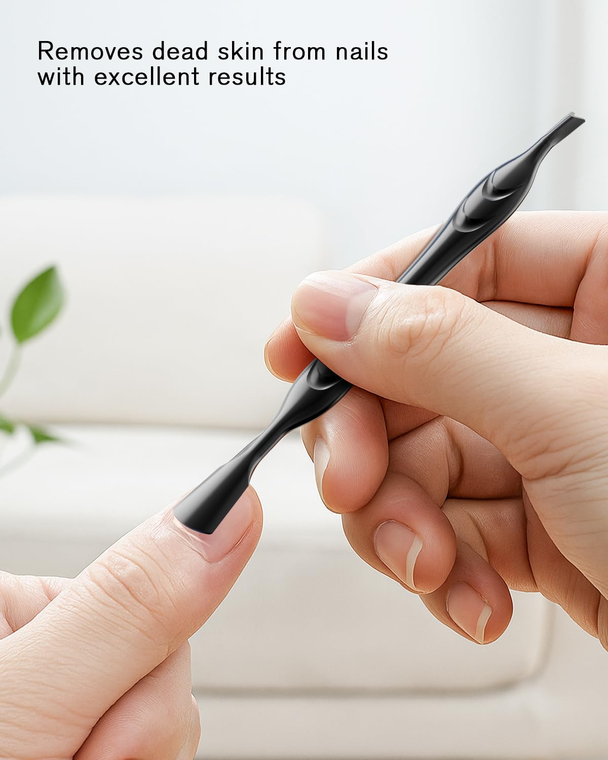 FERYES Cuticle Pusher with Fork, 2-in-1 Cuticle Trimmer Nail Care Tool, Stainless Steel Cuticle Remover Tool for Manicures and Pedicures -Black