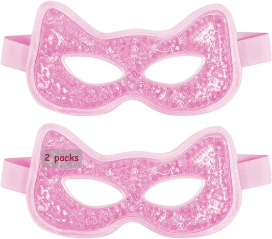 Cooling Eye Mask, Gel Eye Mask Hot Cold Use, Cold Eye Mask for Puffy Eyes, Dry Eyes, Headaches, Migraines, Sinus, Dark Circles (2 pink)
