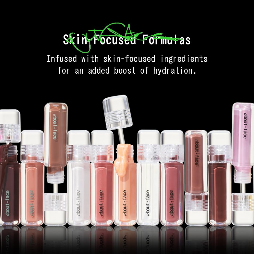 about-face Light Lock Lip Gloss Angel On Fire – Non-Sticky, High-Shine Lip Oil Gloss with Coconut Oil, Peppermint & Lavender – Vegan, Cruelty-Free, Clean Beauty – 0.21 oz (Iced Mauve)