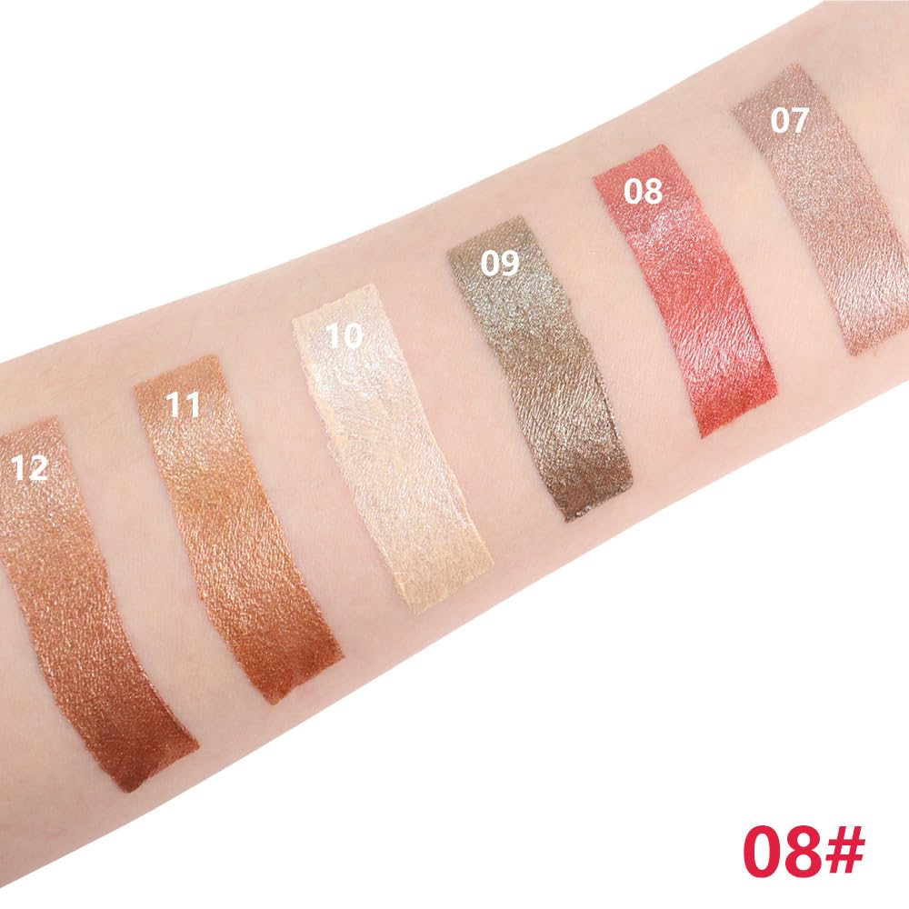 Red Metallic Shimmer Cream Eye Shadow Stick Makeup for Women, Red Metallic Shimmer Matte Eye Shadow Brightener Stick for Eyes, Waterproof Eyeshadow Pencil Applicator Blendable for Eye Highlight 08