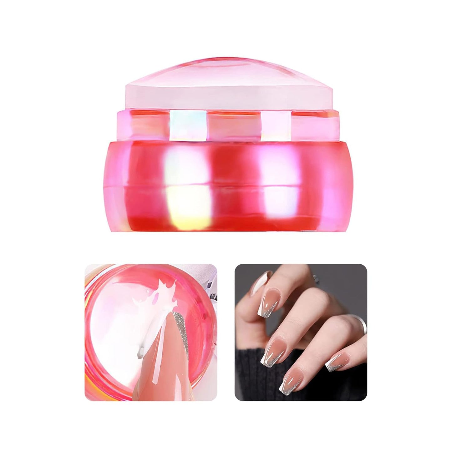 Nail Art Stamper Clear Silicone Nails Stamping Jelly with Scraper Transparent Visible Body DIY Manicure Nail Art Tool For DIY Nail Decor French Nail Manicure