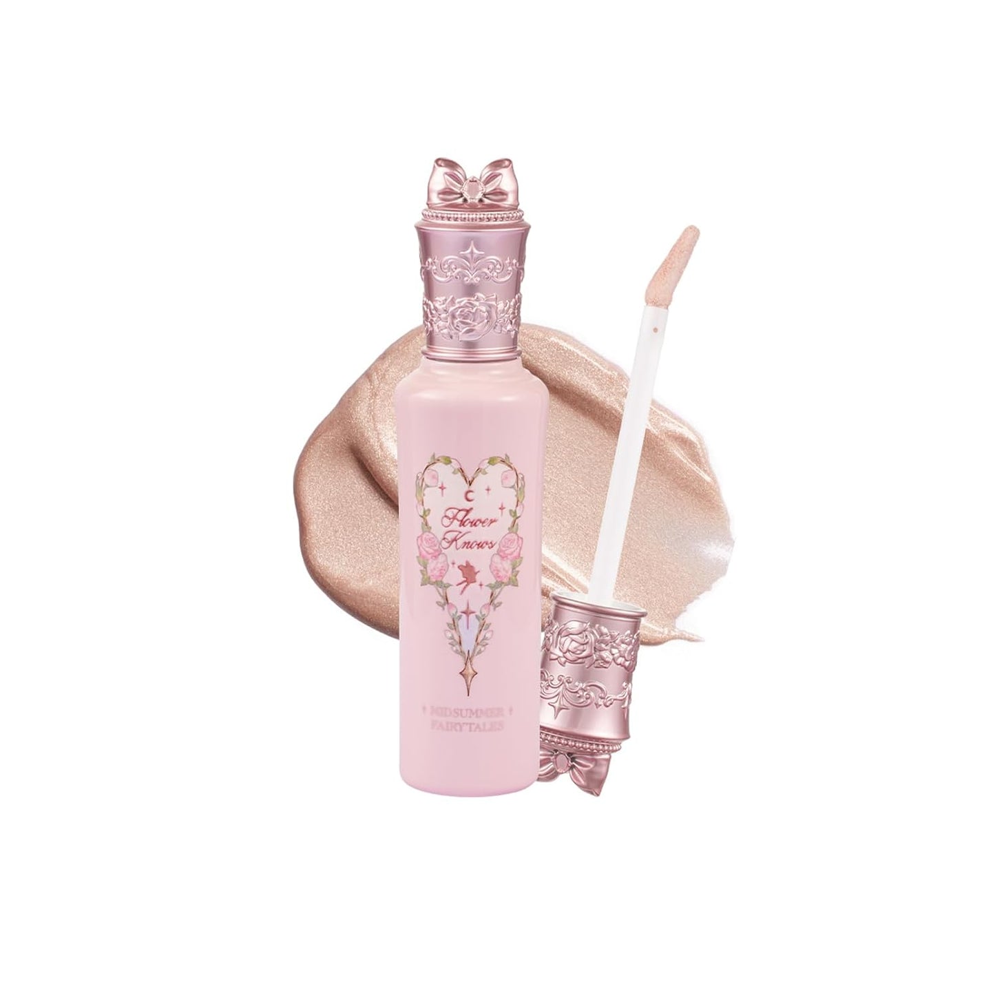 Flower Knows Midsummer Fairytales Liquid Highlighter,Silver Glitter Highlighter Makeup,Shimmer Face & Body Illuminator,Blendable & Long-lasting face Highlighter for All Skin Tones(01 Moonlight Swing)