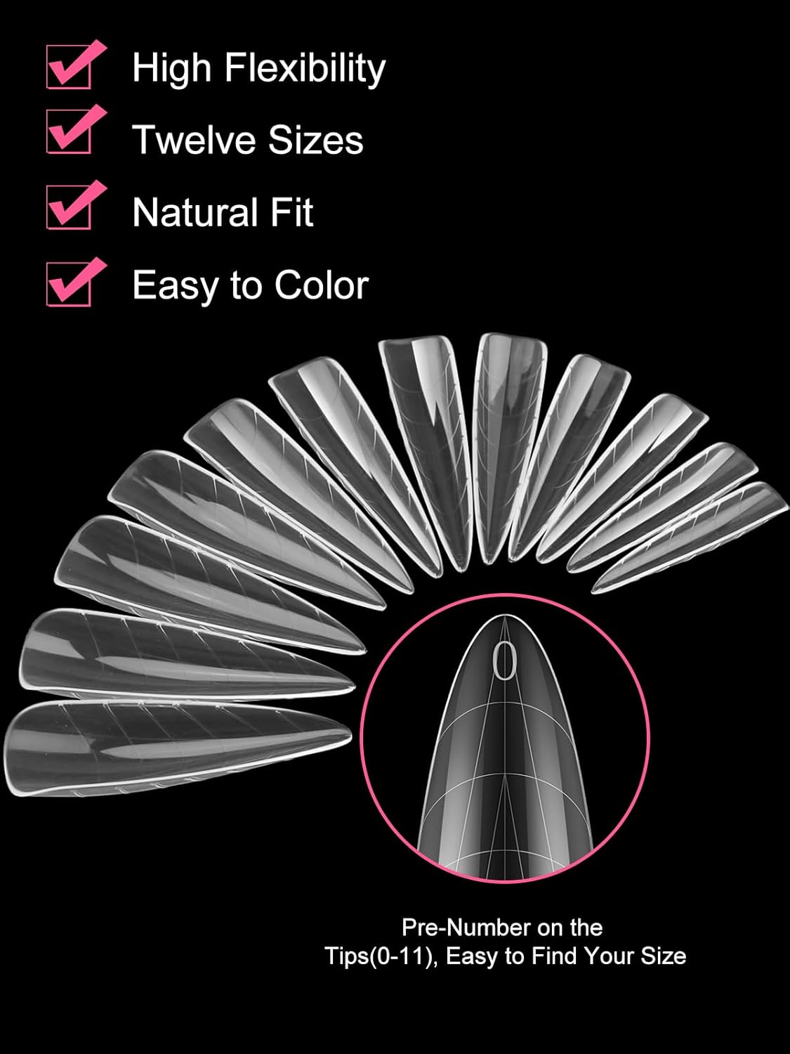 Nail Dual Forms for Poly Nail Gel EBANKU 120Pcs Stiletto Extension Gel Nail Molds Clear Acrylic Nail Tips, Full Cover Reusable Nail Forms for Builder Nail Gel Nail Art Design Salon&DIY