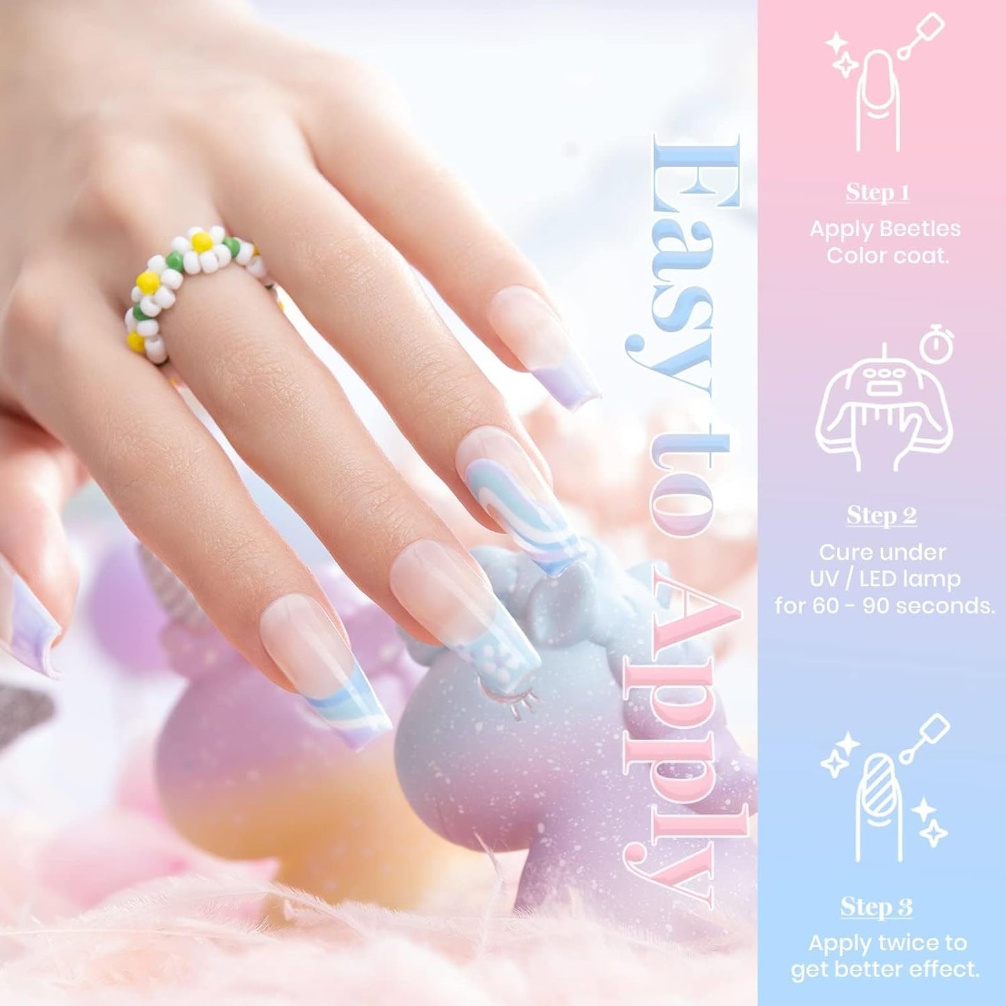 Beetles Pastel Gel Polish Set - 6 Colors Pink Yellow Blue Green Purple Soak Off Nail UV Lamp Gel Nail Kits Decorations Nail Art Gifts