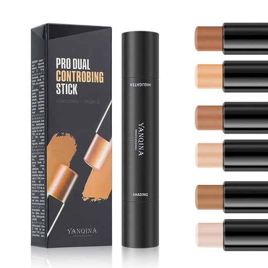 MEICOLY Cream Contour Stick Trio,Bronzer Highlighter Stick,2 in 1 Double Head Facial Repair Concealer Stick,3D Body Makeup Shading Trimming Stick,Smooth Gliding Face Illuminator Makeup,6 Colors