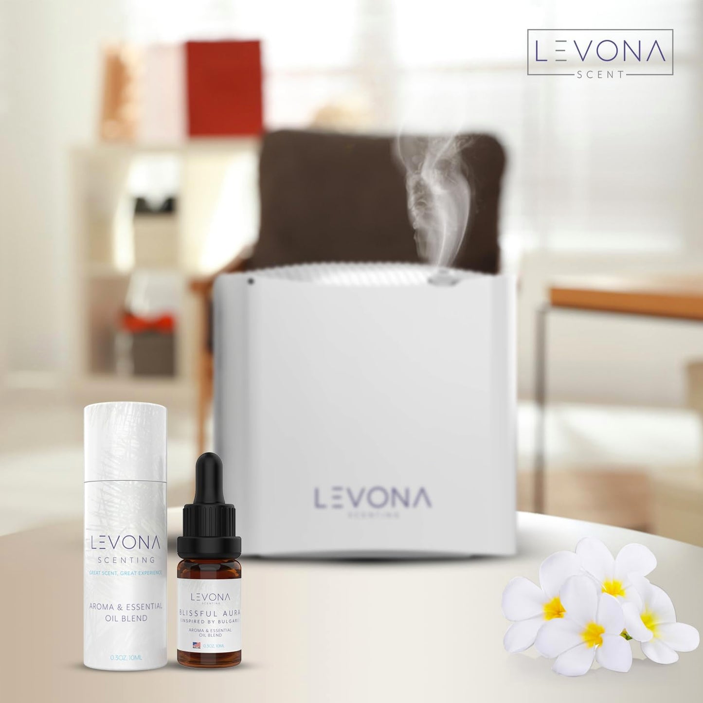 Levona Scent Essential Oils for Diffuser: Blissful Aura Diffuser Oil with Notes of Amber, Musk & Jasmine - Home Luxury Scents for Hotel & Office - Fragrance Oil -10Ml Essential Oil