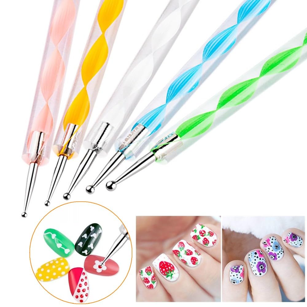 Nail Art Design 11PCS Kits - Resin Nail Art Palette, 5Pcs Nail Art Sculpture Pen Dual Tipped Silicone Nail Tools, 5Pcs Double Ended Nail Dotting Pens