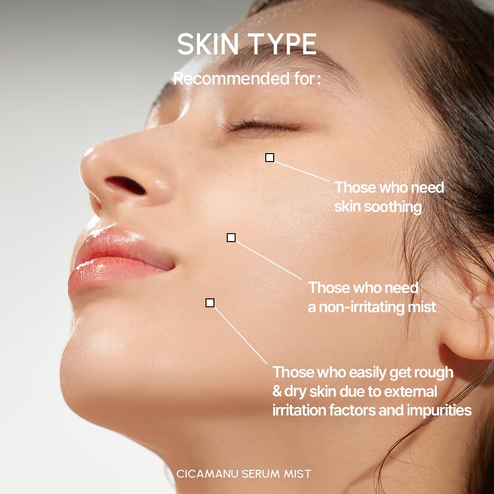 Parnell Cicamanu Serum Mist - Centella Asiatica, Hyaluronic Acid, Ceramide, LHA, Balancing Oil, Moisturizing and Soothing for Radiant Skin (1.69 Fl Oz / 50ml)