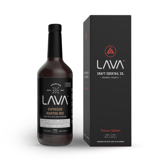 LAVA Premium Espresso Martini Mix, Cold Brew Espresso, 65mg Caffeine Per Serv., No Artificial Sweeteners, Colors, or Flavors, Espresso Martini Gift, 1-Liter (33.8oz) Glass Bottle